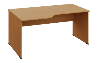 EZL 18 - 166 stůl kancelářský, rohový, levý, dřevěná podnož, deska 18 mm, široký 1600 mm, buk Royal